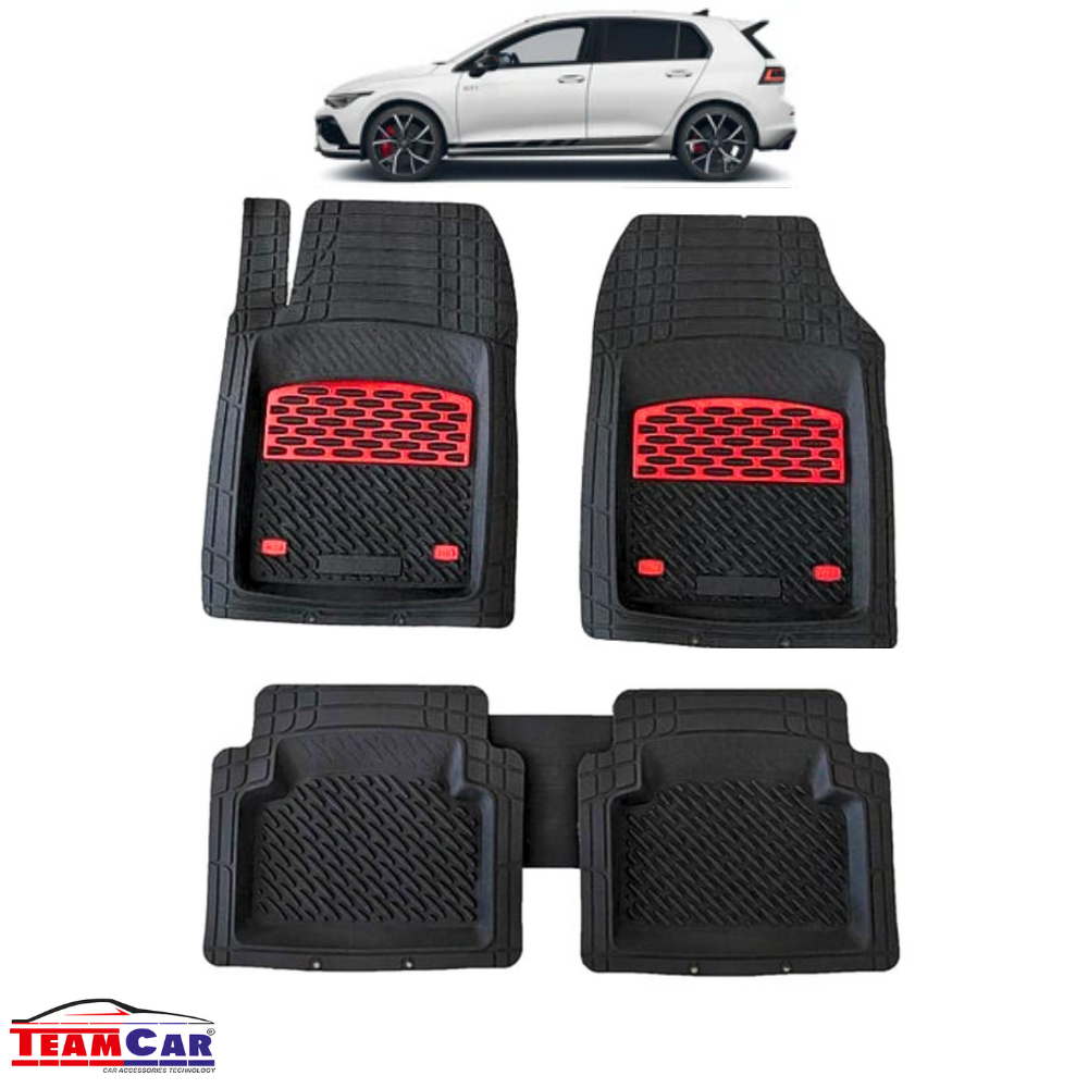 Covorase Auto TeamCar® Volkswagen Golf 8 Hatchback 5 uși (2020–2025) Negru/Rosu