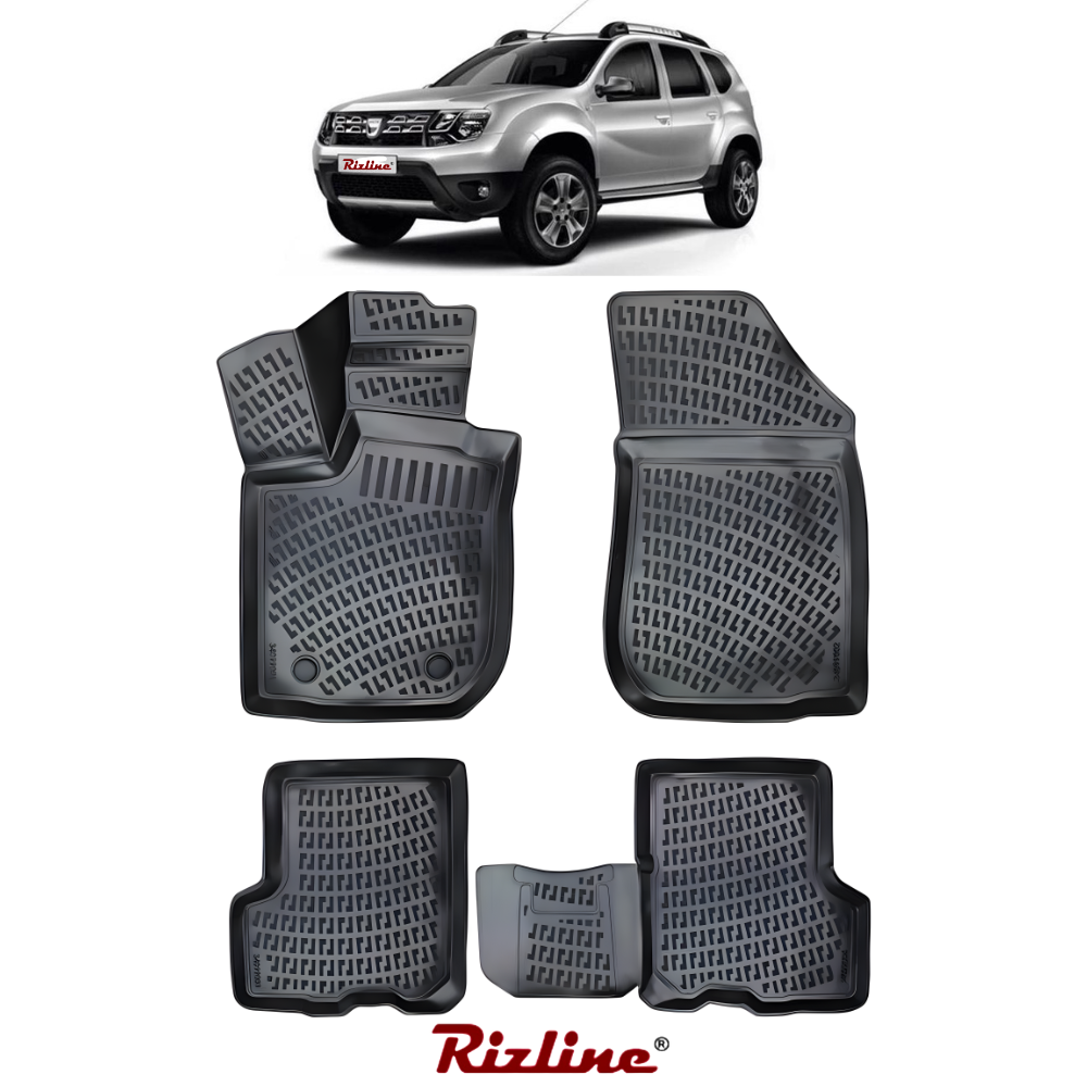 Covorase auto tip tavita Rizline 3D – Dacia Duster 4x2 (2009–2017) – Set fata + spate