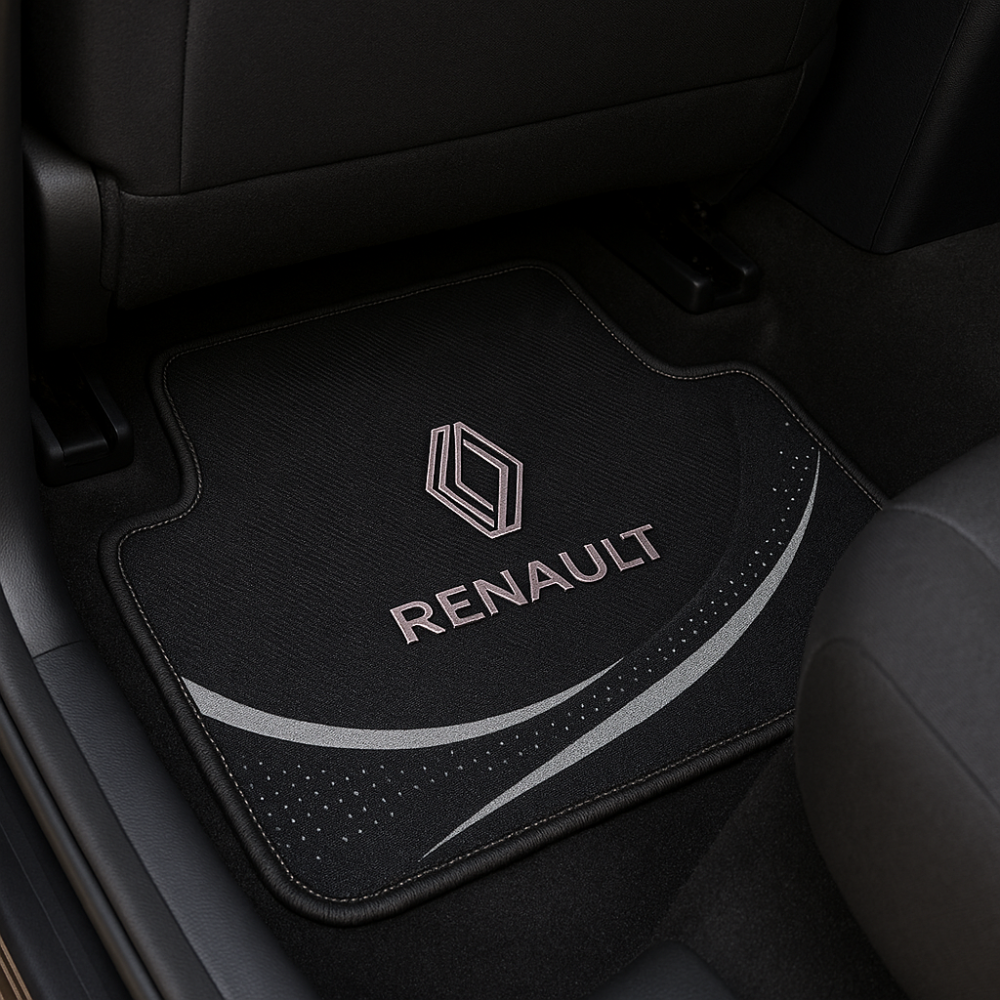 Set 4 Covorașe Auto Universale Renault – Negru cu Design Curbat