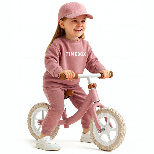 Bicicleta de echilibru Timebox pentru copii – fara pedale, Cadru metalic ultra-rezistent, Roti anti-explozie 12/14 inch, Sa reglabila, Usoara si sigura pentru varste 1-6 ani, Roz