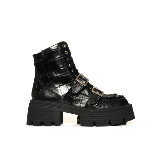 Brodequin Croco Noir