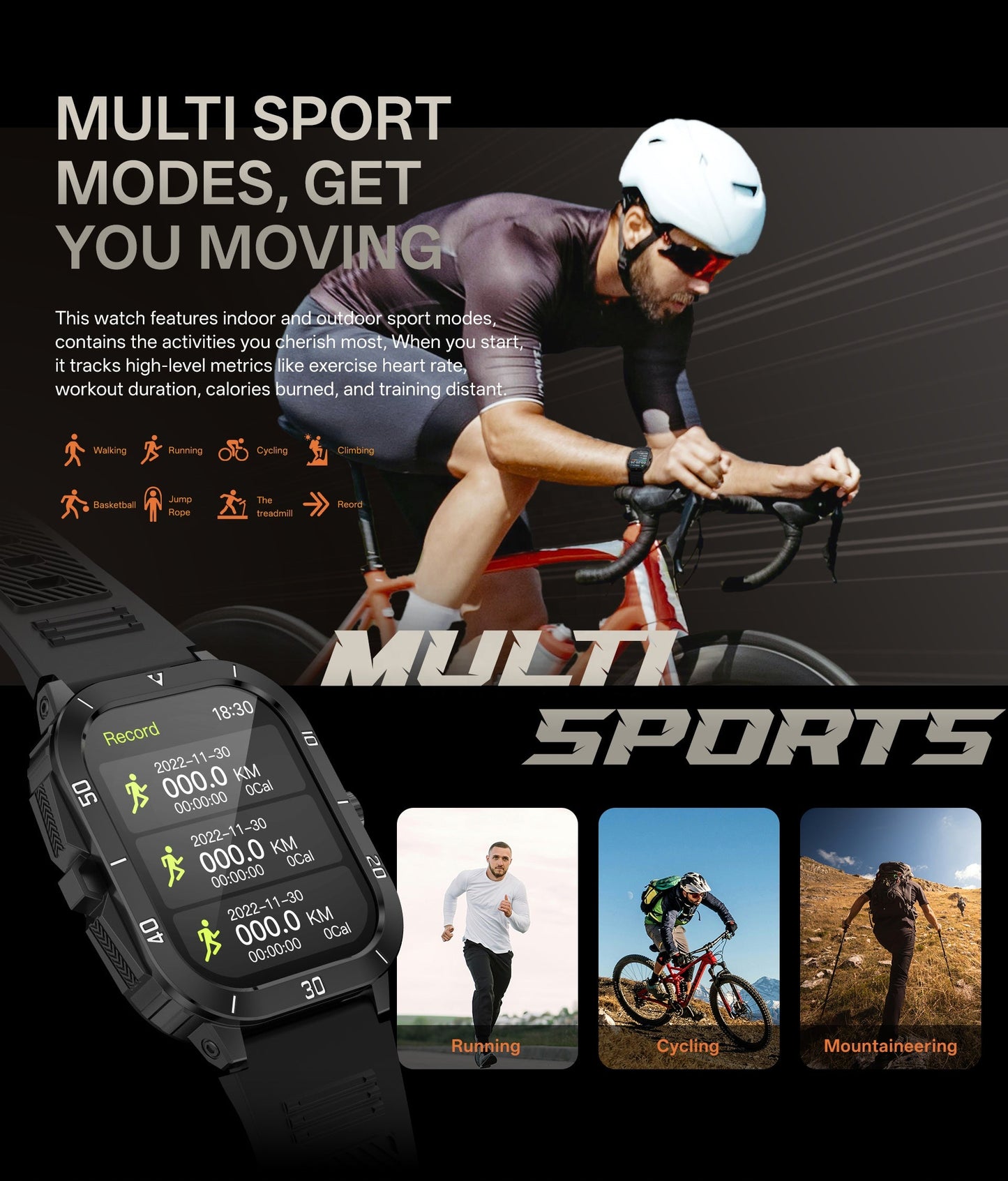 Ceas Inteligent SmartWatch, Pedometru, Apel Bluetooth, Autonomie 5-10 Zile, Rezistent la apa, Notificari Social Media, Monitorizare Somn, Ritm Cardiac, Contor Calorii, Ecran Tactil HD 2.01 inch, Moduri Sport, Incarcator Wireless, Fitness Tracker, Negru