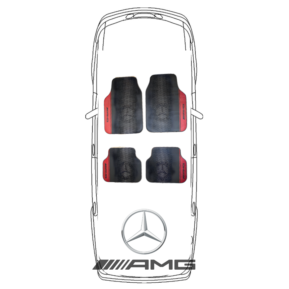 Covorașe Auto Universale Mercedes AMG – Negru/Roșu Sport