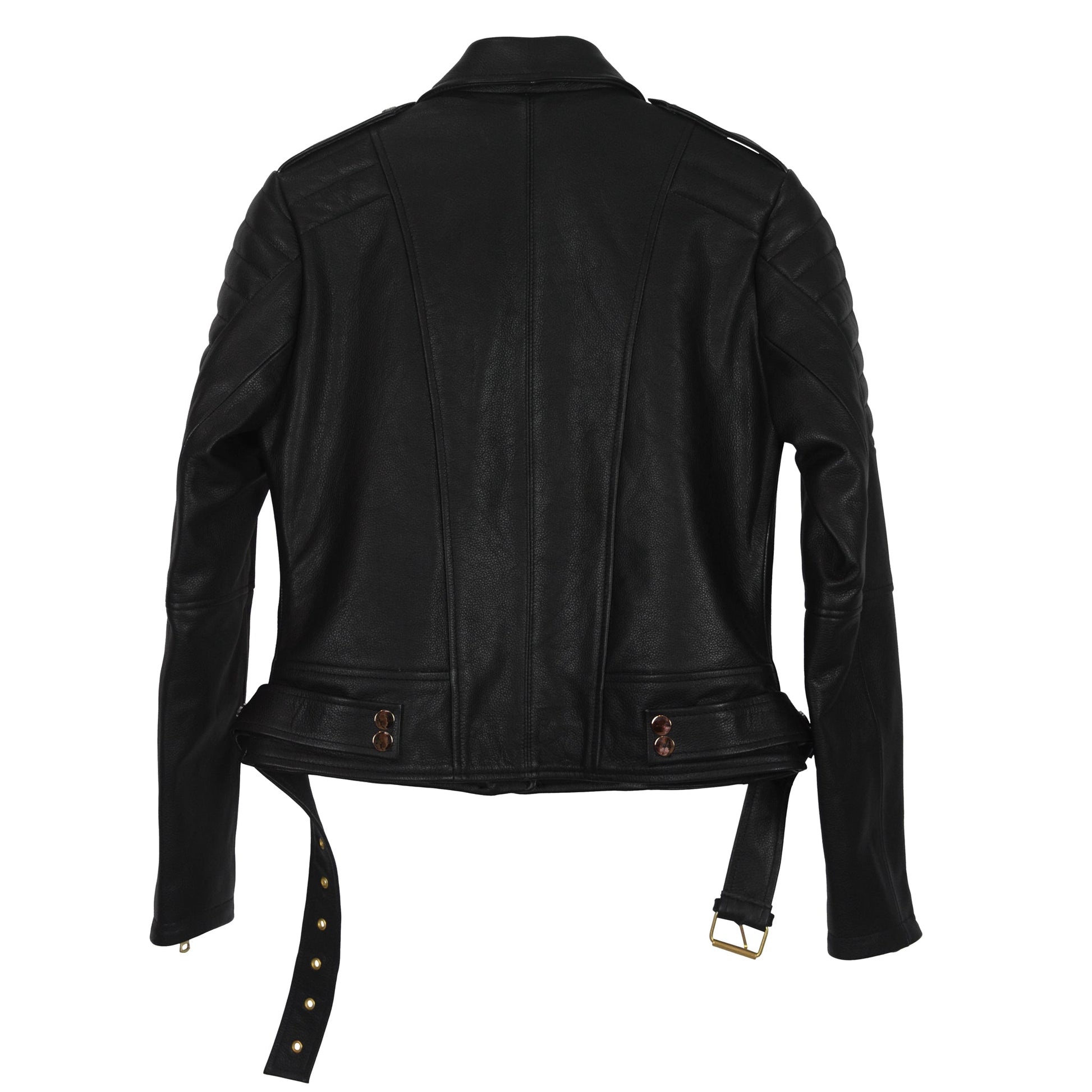 Classic Black Moto Jacket with Gold Hardware-1