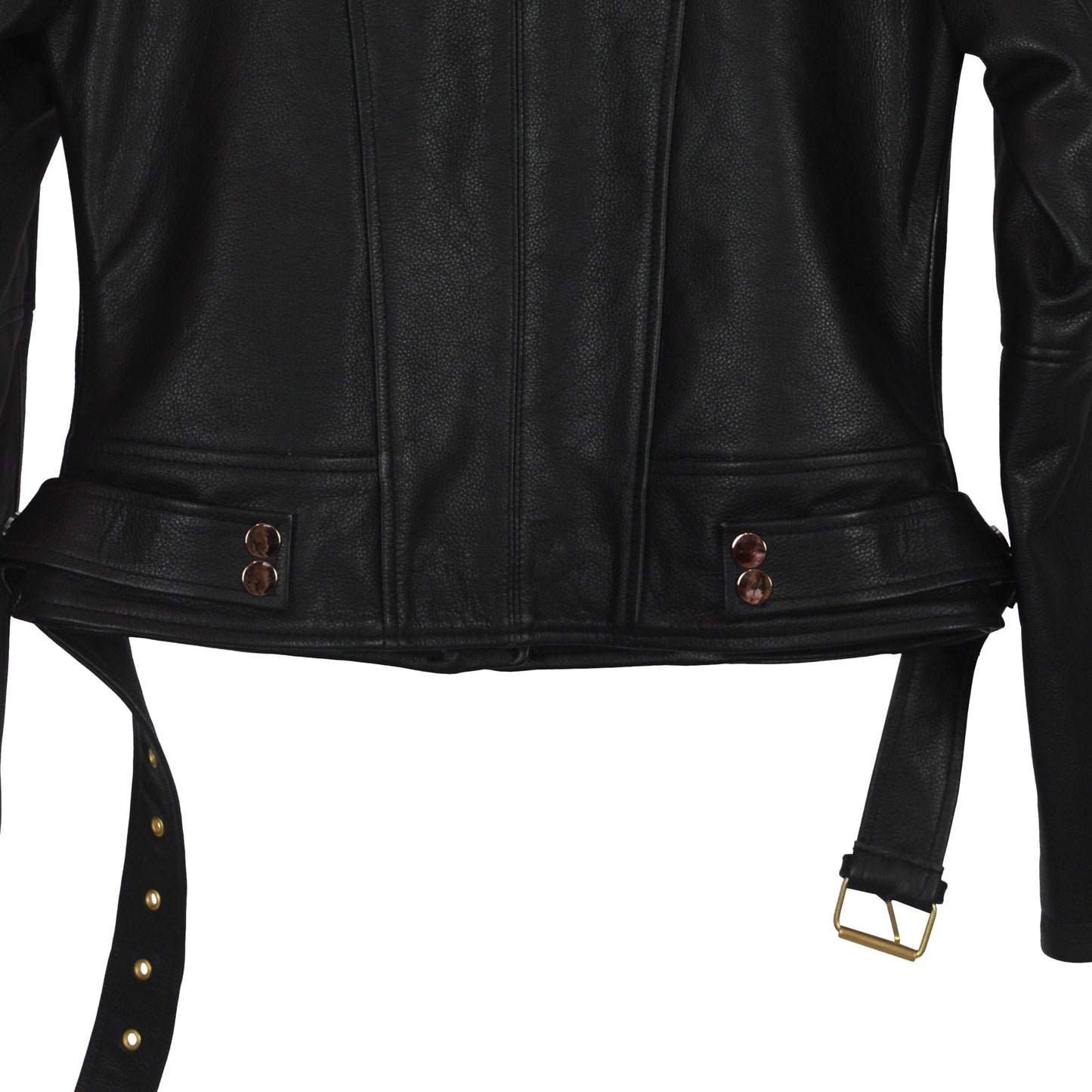 Classic Black Moto Jacket with Gold Hardware-2