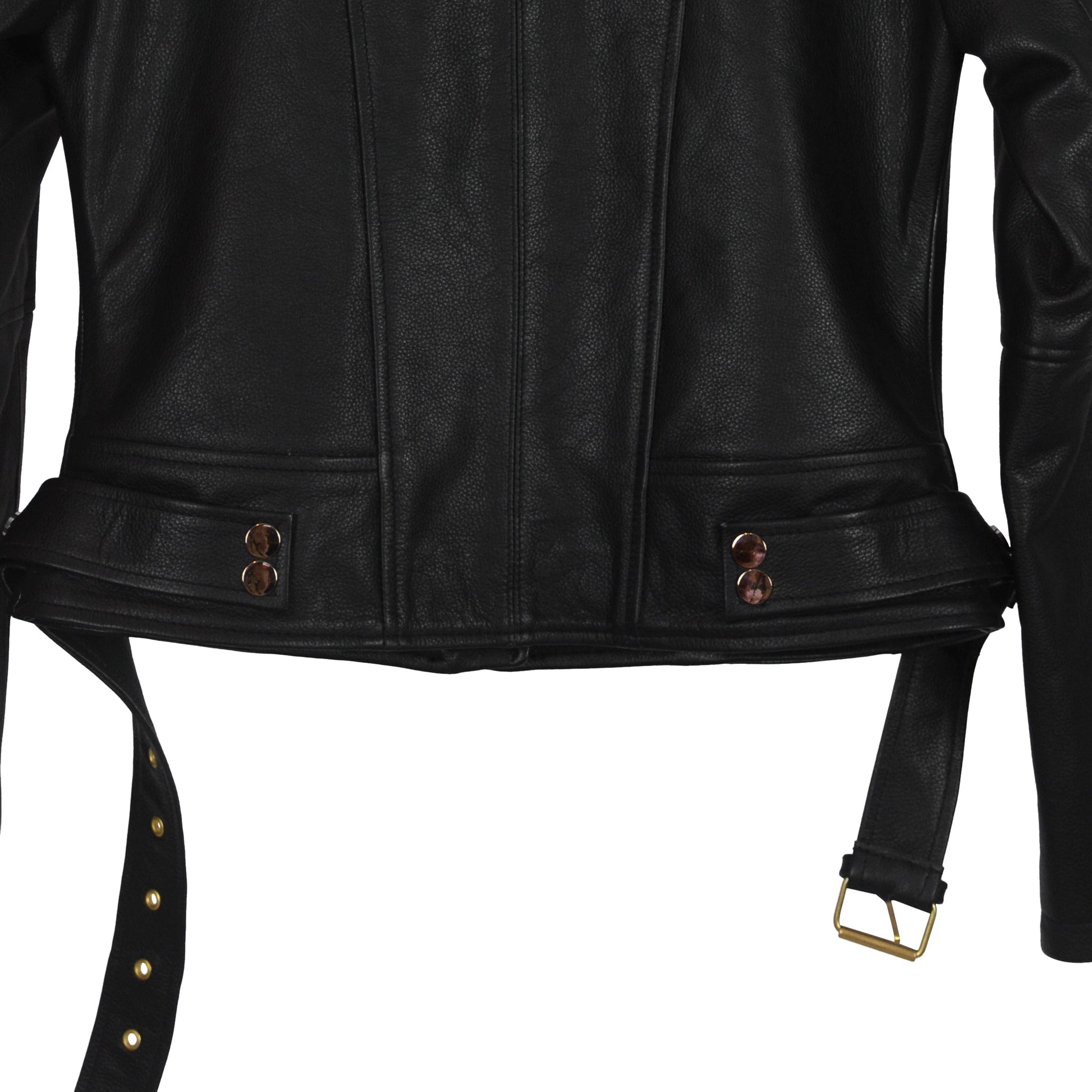 Classic Black Moto Jacket with Gold Hardware-2