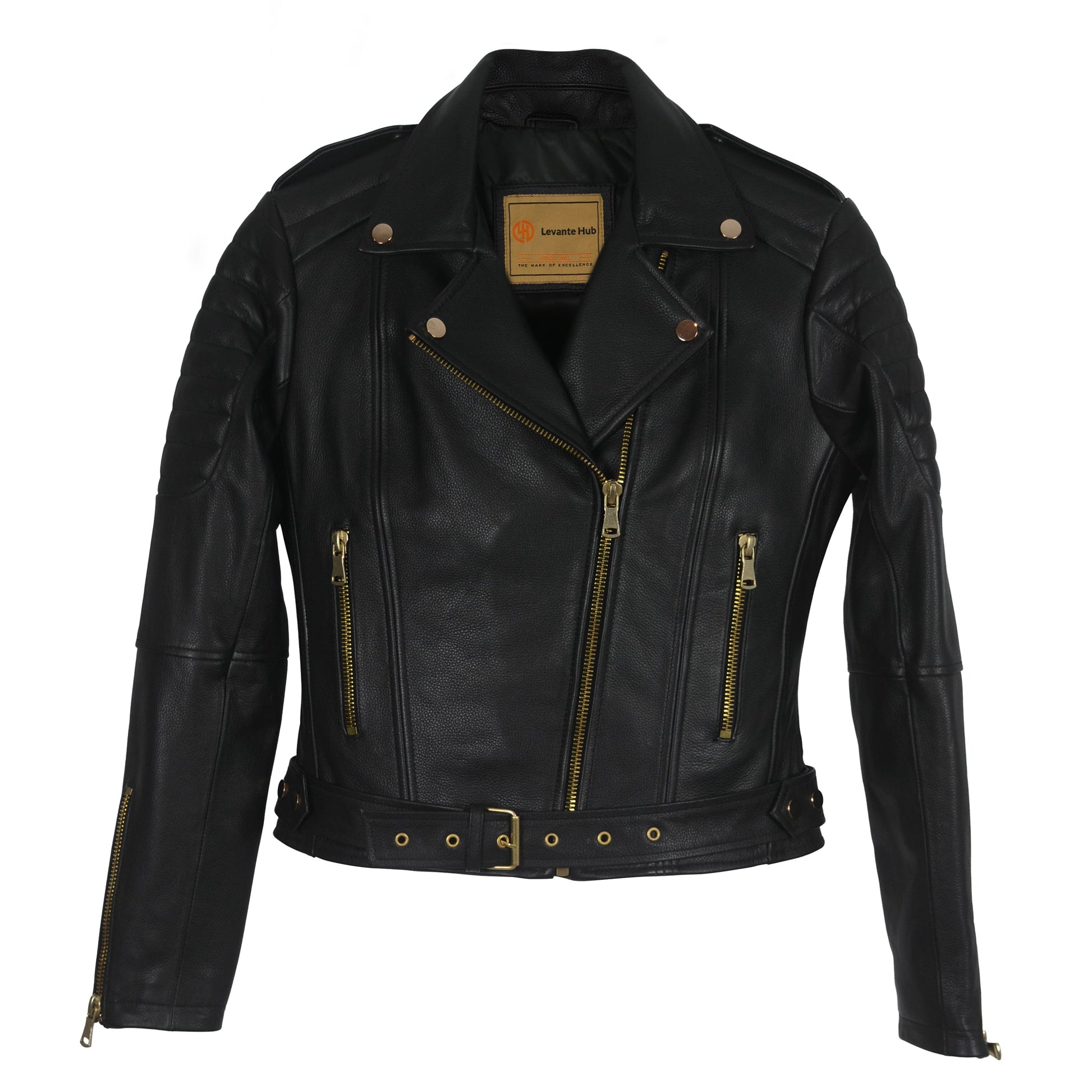 Classic Black Moto Jacket with Gold Hardware-0