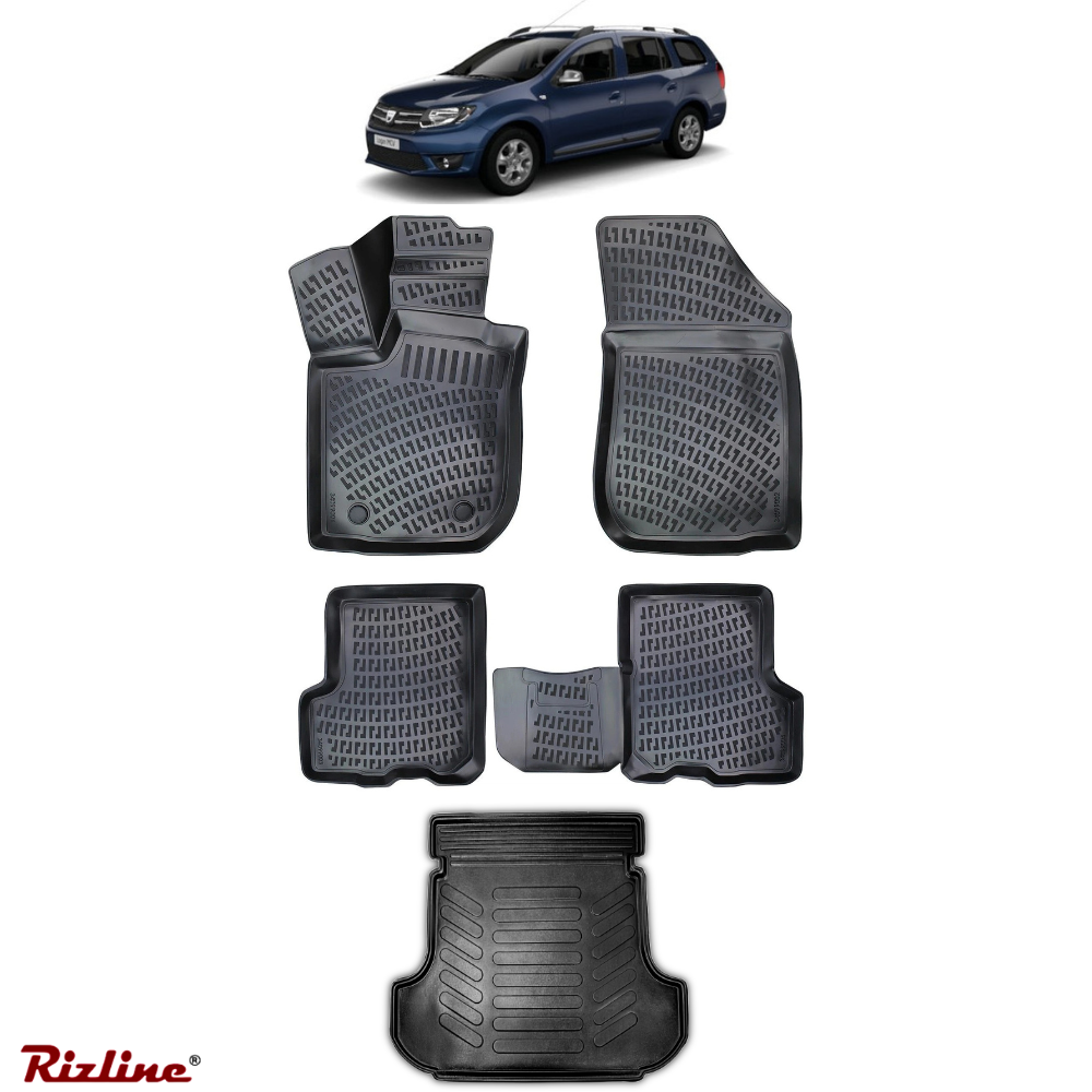 Covorase auto tip tavita Rizline 3D – Dacia Logan 2 MCV (2013–2024) – Set fata, spate, portbagaj