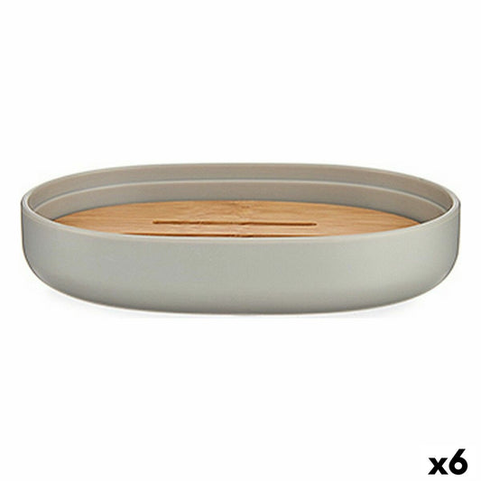 Soap dish Berilo Brown Grey Bamboo polypropylene 9,5 x 2,5 x 13 cm 13 x 2,5 x 9,5 cm (6 Units)-0