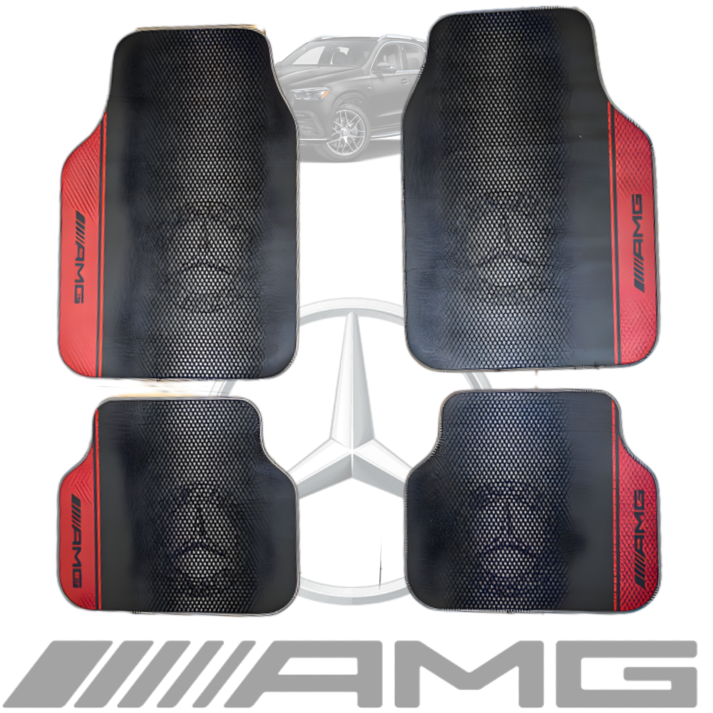 Covorașe Auto Universale Mercedes AMG – Negru/Roșu Sport