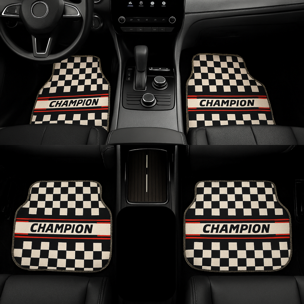 Covorașe Auto Universale „CHAMPION” – Design Racing Checkered