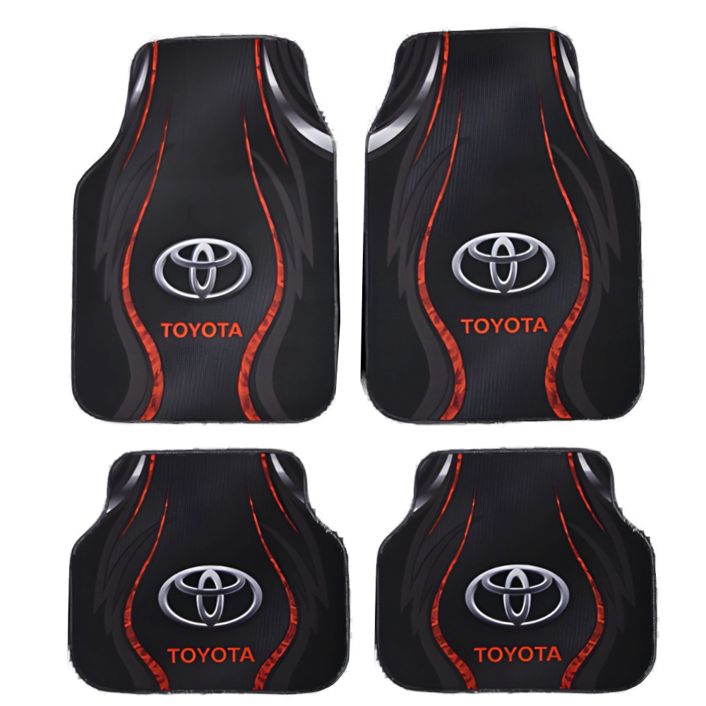 Set complet covorase Toyota – Fata si spate – Design sport negru-rosu cu logo