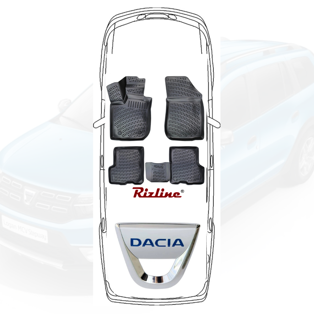 Covorase auto tip tavita Rizline 3D – Dacia Logan 2 MCV Stepway (2013–2024) – Set fata + spate