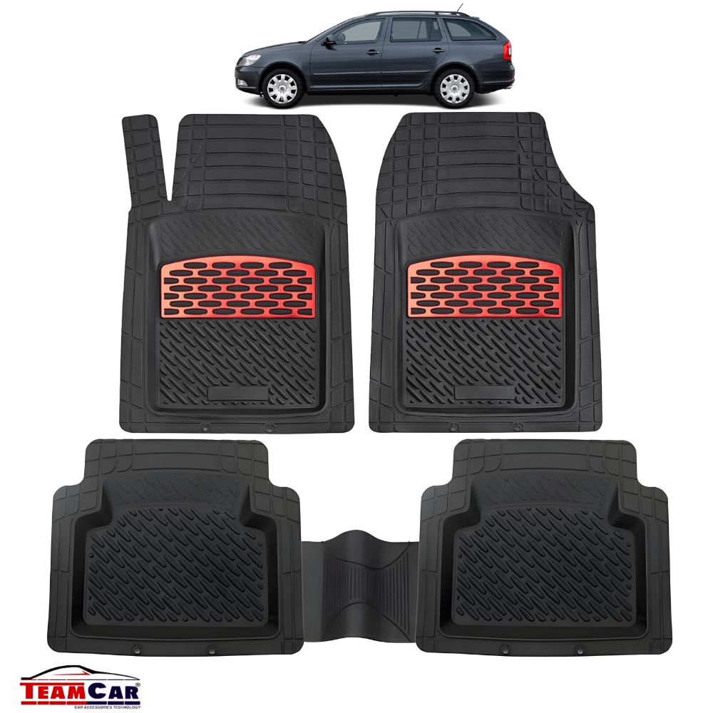Covorase Skoda Octavia II TeamCar® Tip Tavita Compatibile (2004–2013) - Red