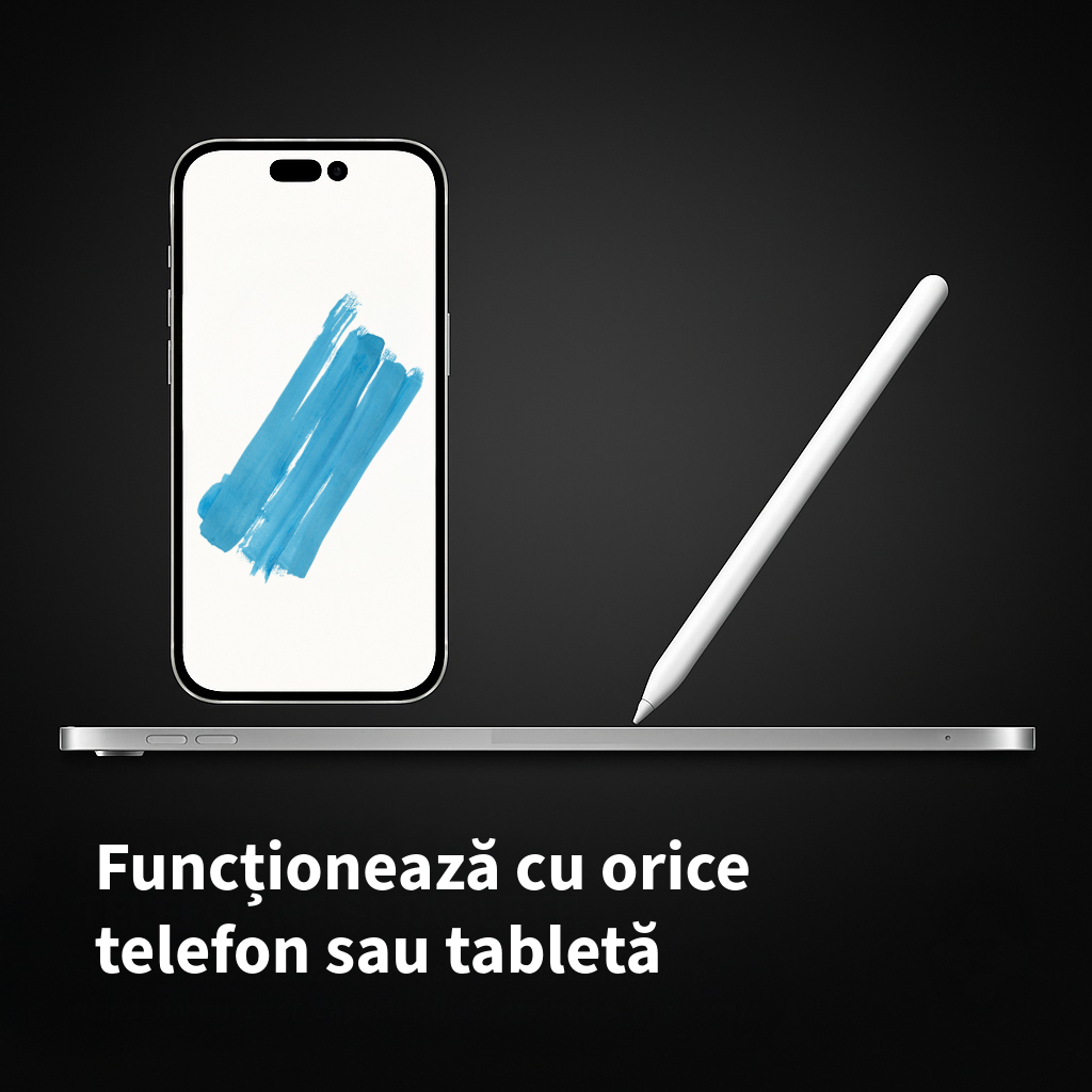 Stylus Pen Universal, Stilou pentru tableta, Compatibil cu orice tableta si telefon, iPad 2010-2017, Samsung, Lenovo, Huawei, Android, Windows, Magnetic, USB-C, Alb