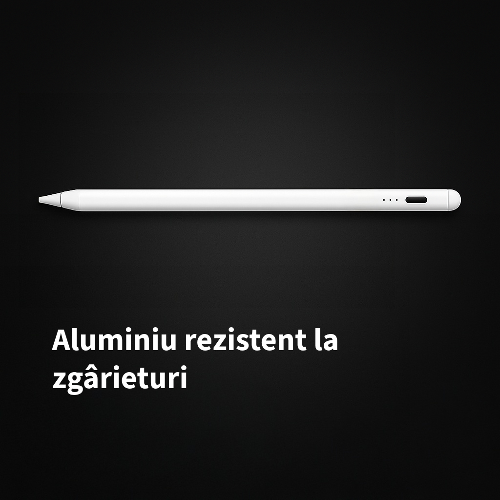 Stylus Pen Universal, Stilou pentru tableta, Compatibil cu orice tableta si telefon, iPad 2010-2017, Samsung, Lenovo, Huawei, Android, Windows, Magnetic, USB-C, Alb