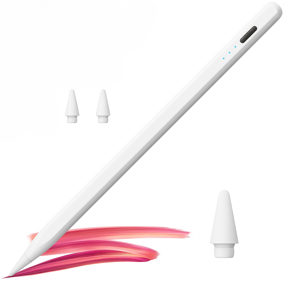 Stylus Pen Universal, Stilou pentru tableta, Compatibil cu orice tableta si telefon, iPad 2010-2017, Samsung, Lenovo, Huawei, Android, Windows, Magnetic, USB-C, Alb