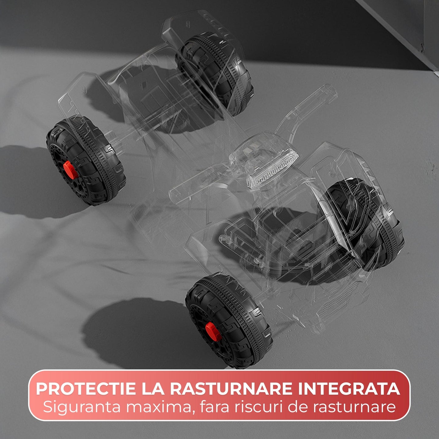 ATV electric copii 1–6 ani, Model off-road cu 4 roti si Viteza reglabila, Motor dublu Constructie stabila,Ausoara de folosit in curte sau parc, Rosu