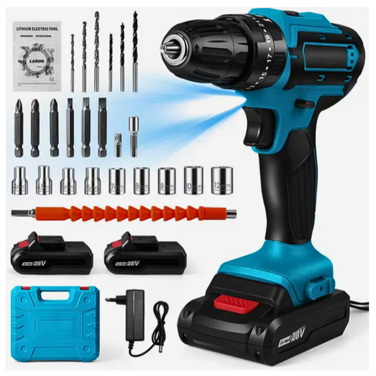 Bormașină cu Percuție APF® 21V, 50Nm, 2x1.5Ah Acumulatori, LED, Cutie Transport Albastră