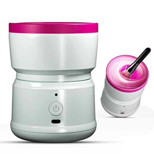 Aparat Electric de Curatare pentru Pensule de Machiaj - Reincarcabil USB, Portabil, Compatibil cu Toate Dimensiunile de Pensule, Ergonomic si Functionalitate pentru 1-8 pensule, Alb