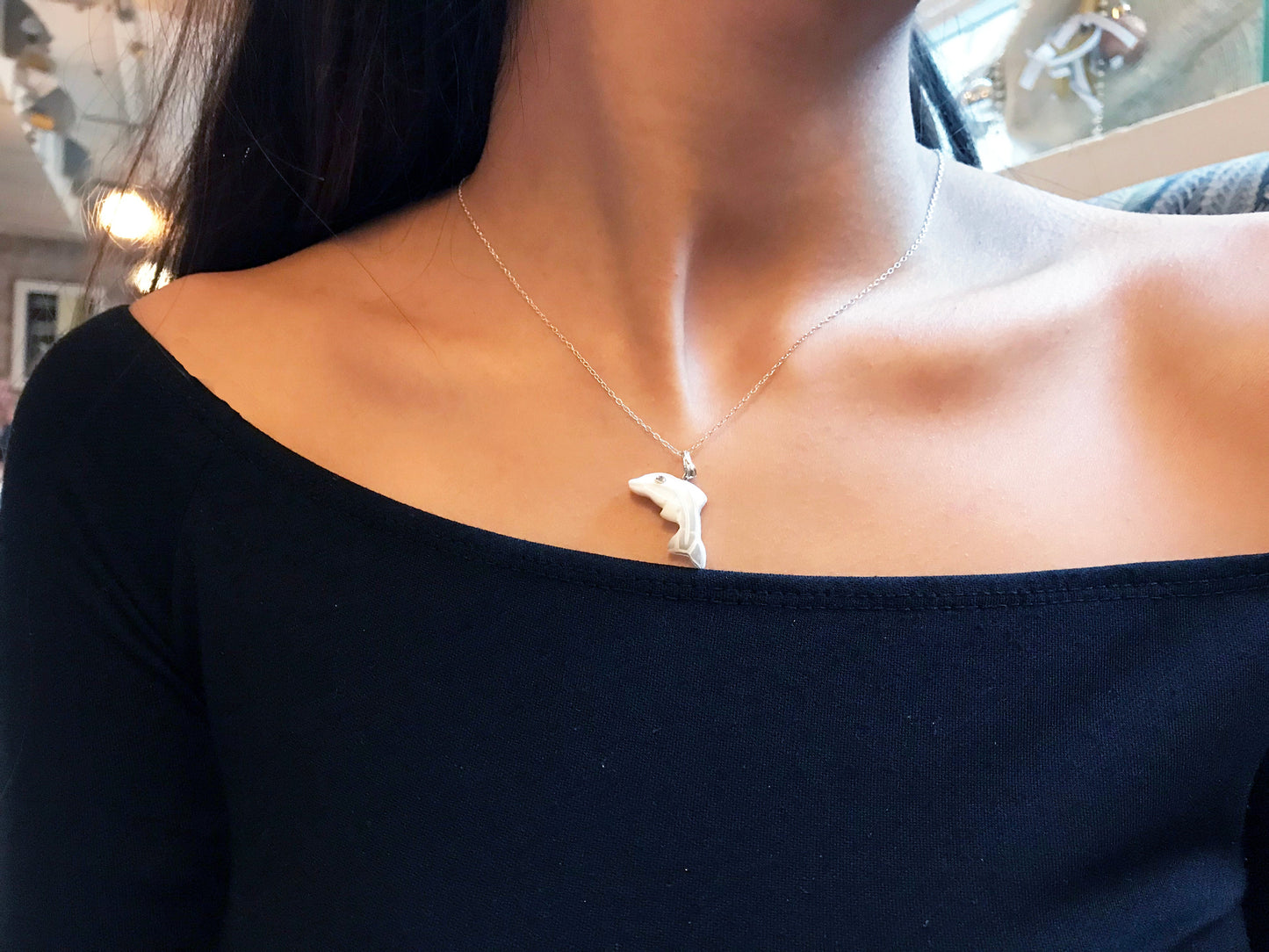 Dolphin necklace on 18 inch Sterling Silver Chain, Be Smarter Than A Dolphin Message, Personalised Gift, Affirmation Necklace, Affirmation Gift, Unique Gift Idea | by nlanlaVictory-1