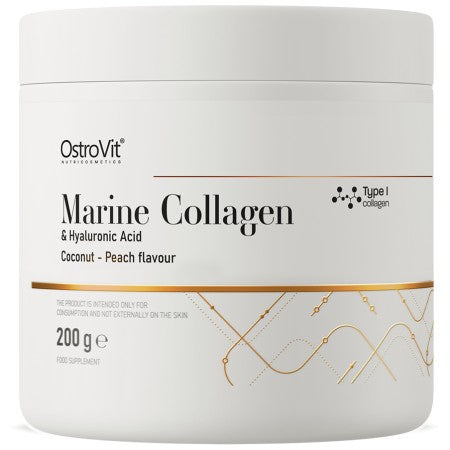 Colagen Marin Și Acid Hialuronic 200g Cu Aromă De Cocos Și Piersică