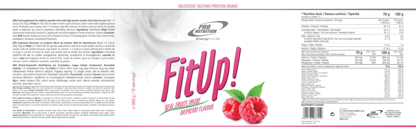 FitUp! Proteine Cu Bucați De Zmeură 900g