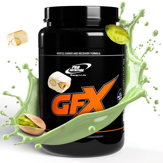 GFX-8 Gainer 1500g Mix Proteic Pentru Creștere Musculară Rapidă - Creamy Nougat Pistachio & Hazelnut