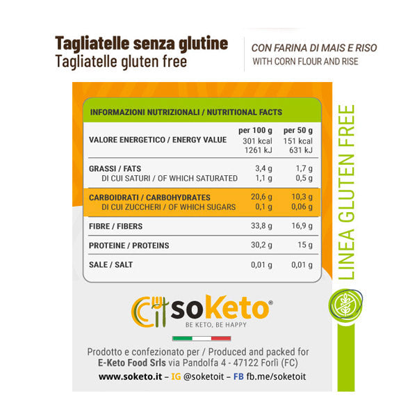 Fettuccine Tagliatelle KETO GLUTEN FREE 0% sugar