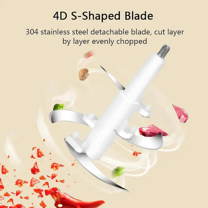 Tocător electric pentru carne și legume, 4 lame din oțel inoxidabil
