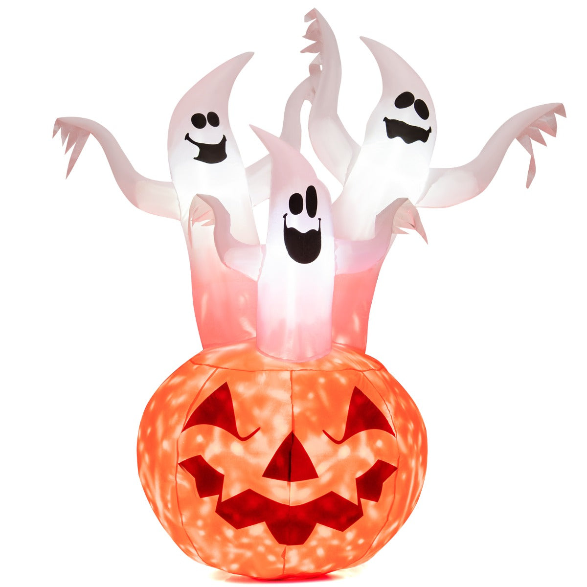 NNECW 182CM Halloween Blow Up Pumpkin and Ghost Combo with Built-in LED & Blower-1