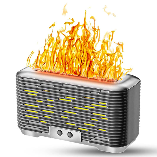 Umidificator Aromaterapie, Difuzor de ulei esential, Capacitate 350ml, functie difuzor, 2 lumini de noapte, Auto-oprire, Temporizator, pentru camera, birou, dormitor, Gri