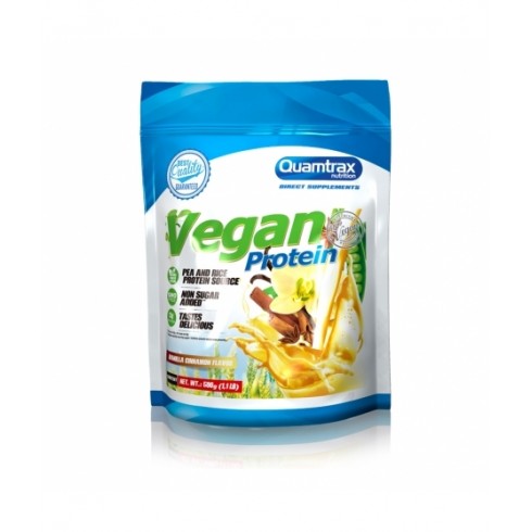 Proteină Vegană Fără Zahăr Adăugat Quamtrax 500g - Vanilie și Scorțișoară