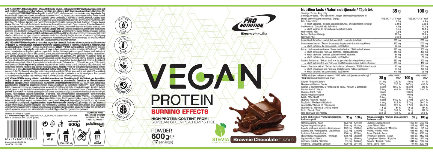 Proteină Vegană Pentru Slăbit 600g Brownie Chocolate