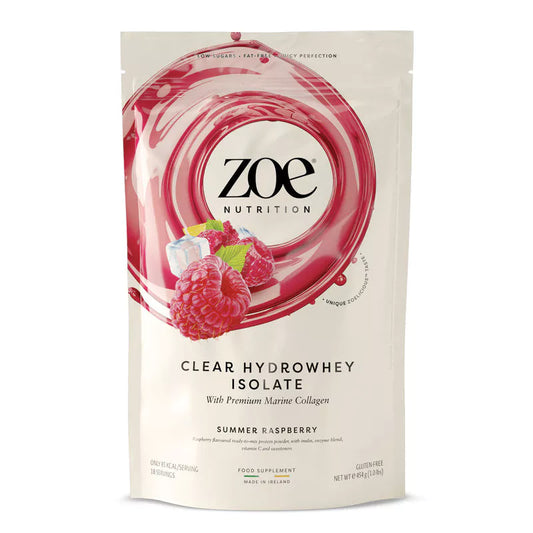 Proteină Hidrolizată din Zer cu Colagen și Enzime ZOE Clear Hydrowhey – Summer Raspberry 454g